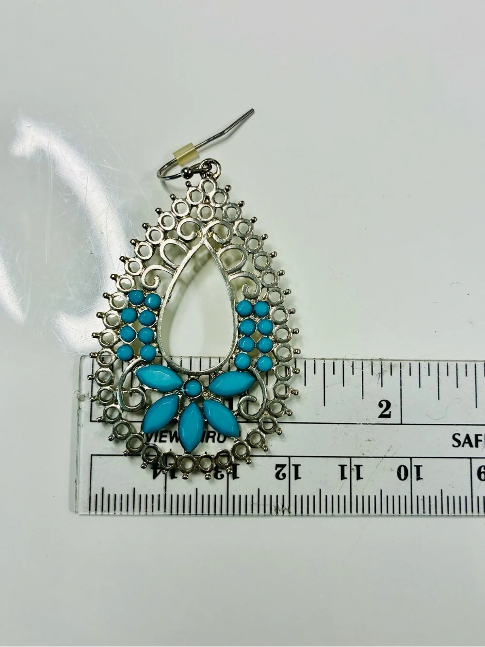 Turquoise Blue Statement Dangling and Dainty Cross Earrings Set Lot of 2 Casual